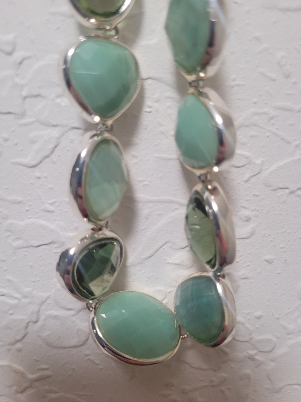 Anne Klein Silver-Tone Necklace with Mint and Seafoam Stones - Picture 2 of 3